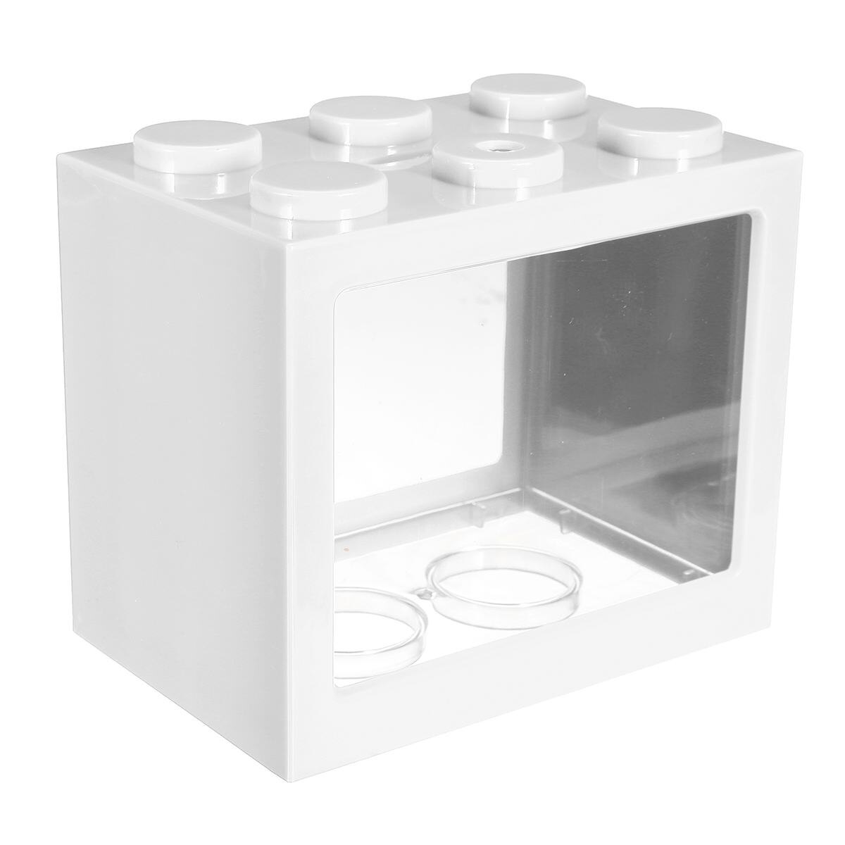 Mini Aquarium With LED Lamp Light Betta Fish Tank USB Fish Fighting Cylinder Desktop Marine Aquaponic Fishes Bowl Water Fliter: White