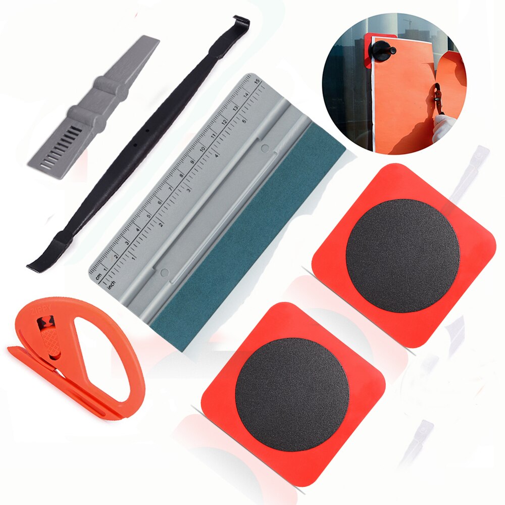 Foshio bilværktøjssæt adsorptivt lappeark kulfiber vinyl wrap magnet stick gummiskraber film cutter værktøjssæt biltilbehør