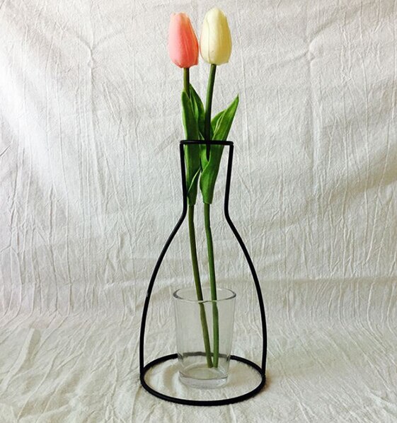 Retro järnlinje bord metall blommor vas solid växthållare moderna nordiska stilar minimalism heminredning järnbord blomvas: C