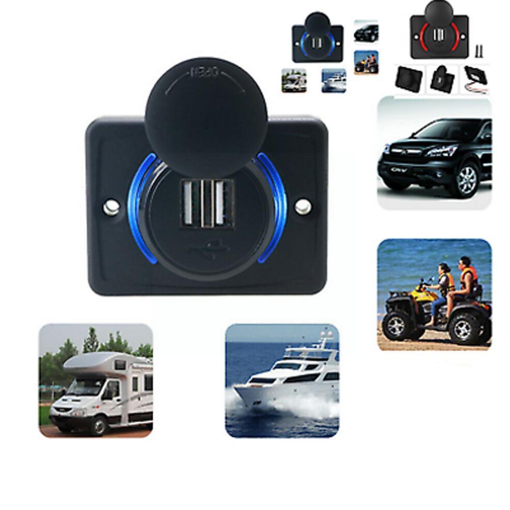 Cargador Universal de nailon para coche, accesorios impermeables de DC 12-24V 3.1A para coche, autobús, barco, Camper, caravana, USB Dual, J0I9