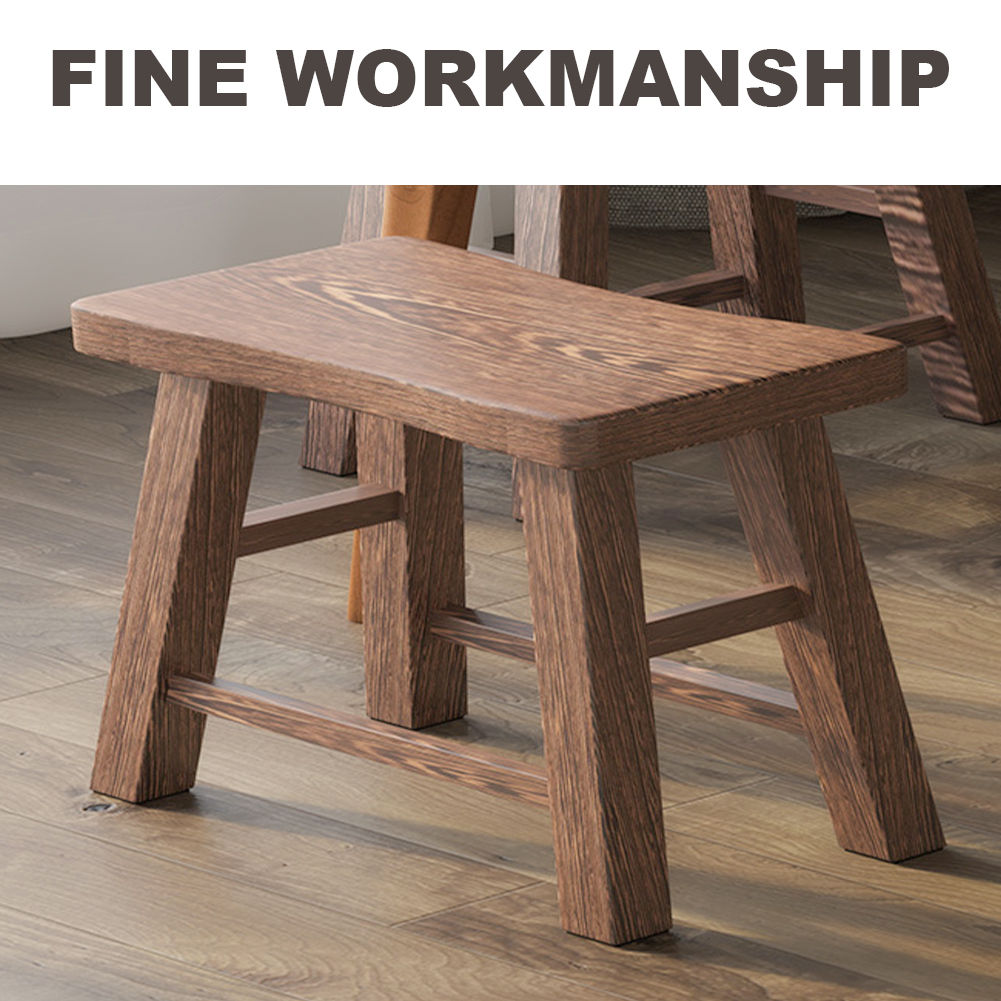 Portable Retro Small Bench Wooden Stool for Kids Adults Plant Stand Rustic