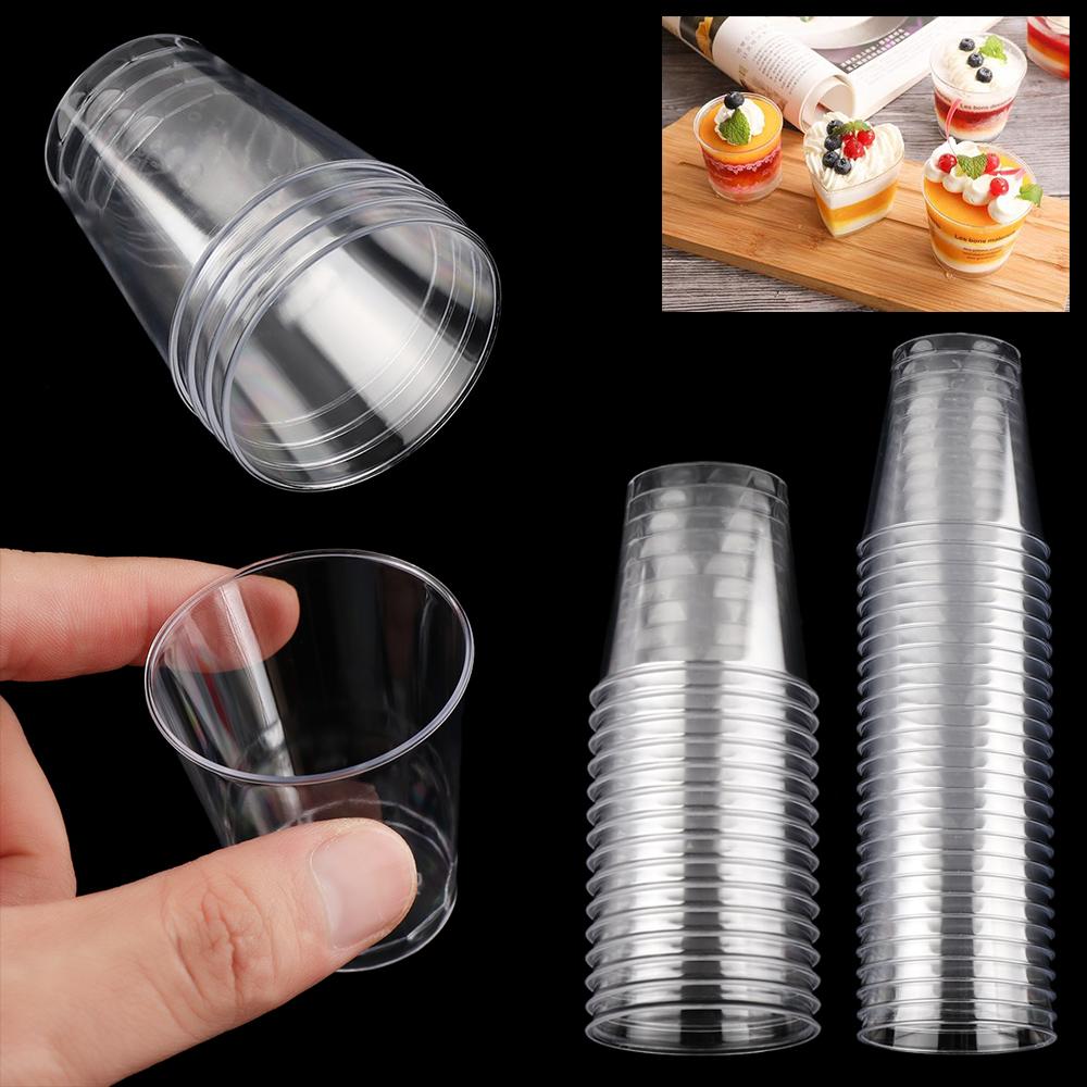 Moule en plastique transparent réutilisable pour dessert au poulet, boîtes à pudding rondes, tasse à muffins pour gâteau Chi, outils de cuisine pour boissons, 50 ml, 90ml