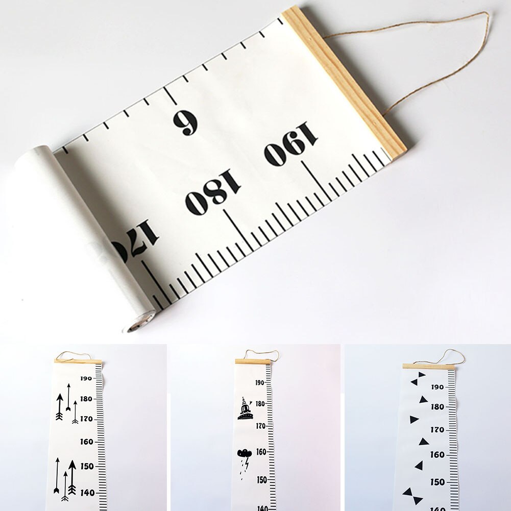 Rollable Ruler Photography Prop Kids Growth Chart Home Decoration Height Measure Hanging Wooden Simple