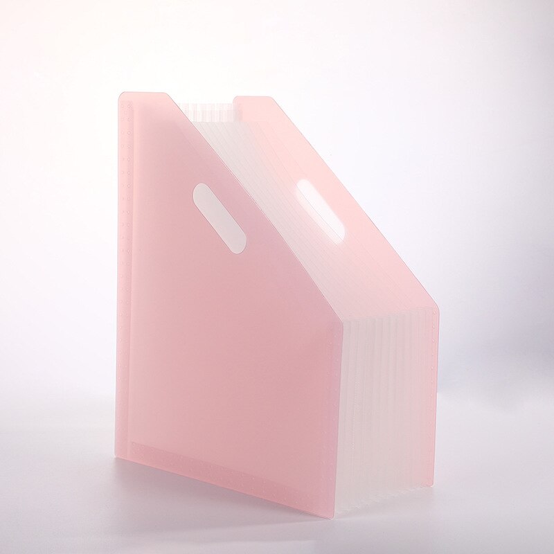 Retractable Standing Organ Bag 13 Grid Classification Multi-Layer Test Paper Storage Folder Desktop Office Sort Out Stationery: Pink
