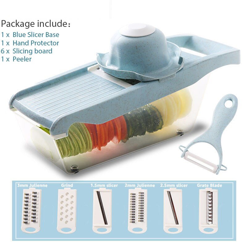 Mandoline snijder groentesnijder fruit aardappelschiller wortelrasp keukenaccessoires mand groentesnijder gereedschap овощерезк: B