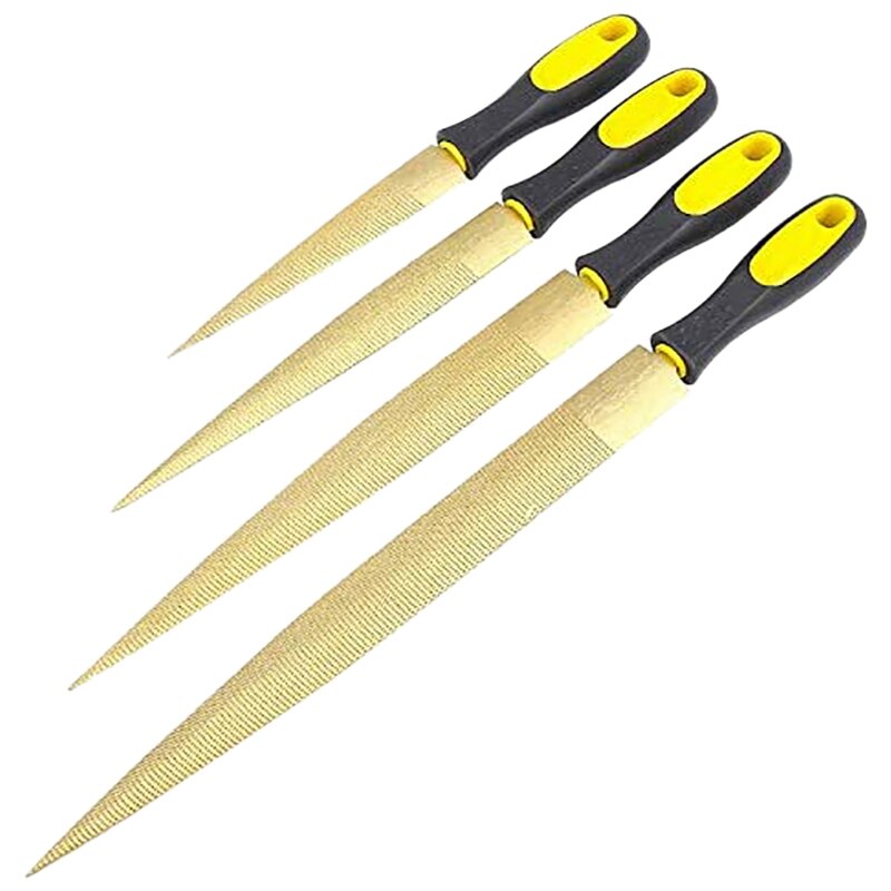 Small File Four-In-One Wooden File File DIY Craft Woodworking Wood Carving Tool, Carbon Tool Steel, Conical, Gold.