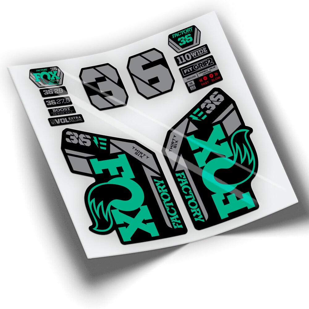 Naklejki widelec FOX 36 fabryka EBIKE 2021 BICOLOR WP428 naklejki rower górski naklejki rowerowe akcesoria rowerowe: Turquoise