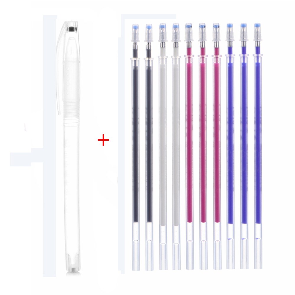 Bolígrafo de borrado por calor, rotulador de tela que desaparece a alta temperatura, recargas para confección de tela, herramientas de costura de cuero PU, 1 ud., 10 Uds.