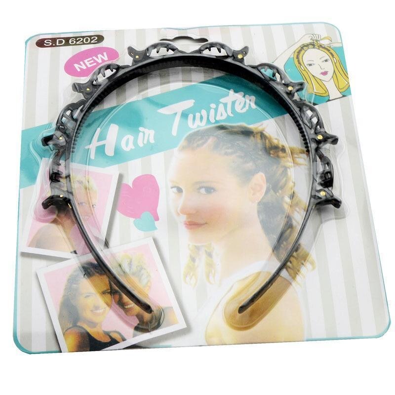 Double Hair Pin Clips Headband With Clip For Women Double Layer Bands Clip Hairbands Plastic Braided Headband