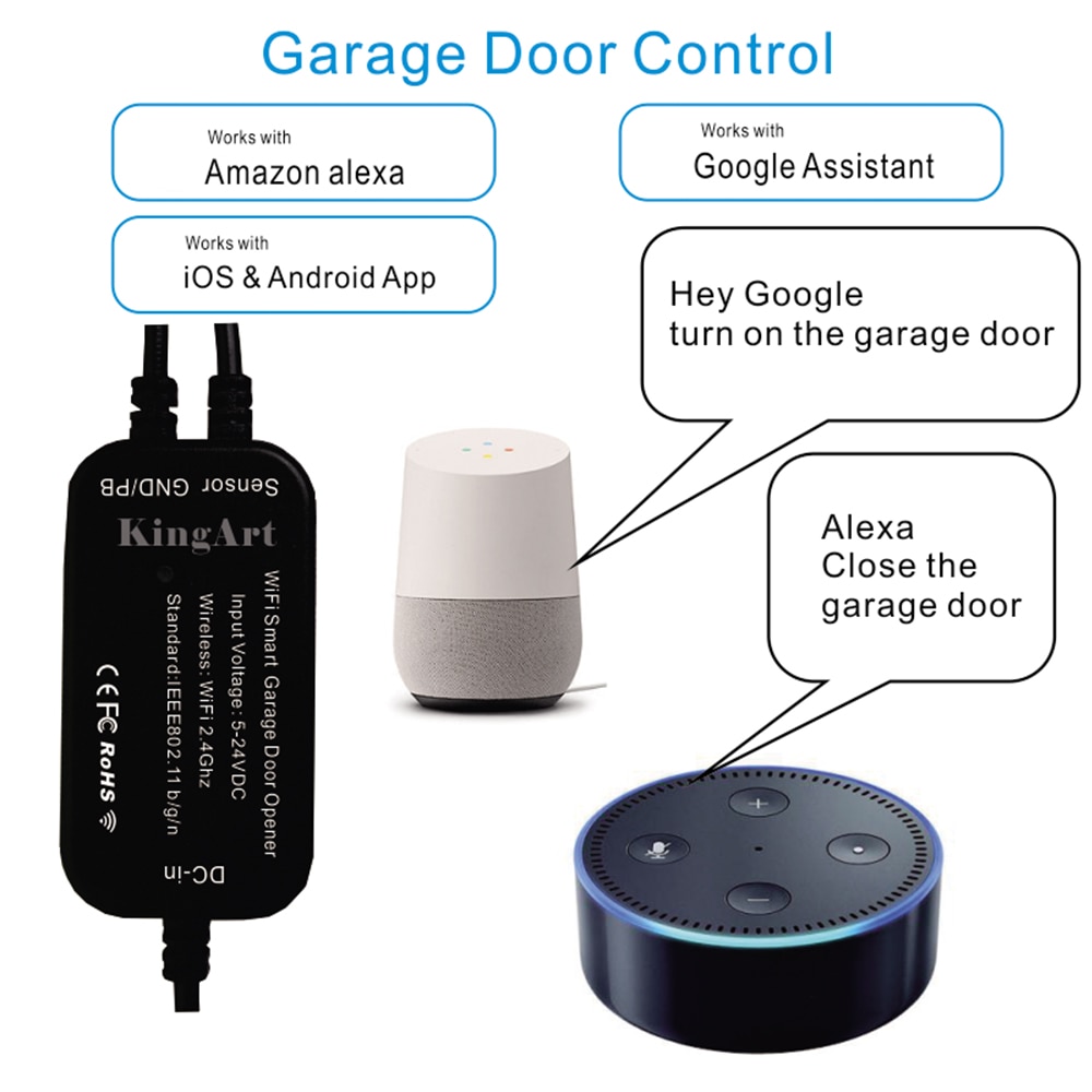 WiFi Smart Opener Smart Wi-Fi Garage Door Controller Remote Control Voice Control for Electric Door Garden Mall Roller Shutter