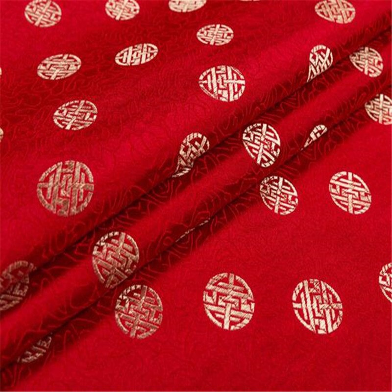 Jacquard tela en poliéster brocado chino tradicional significado tela para hacer hermosa billetera