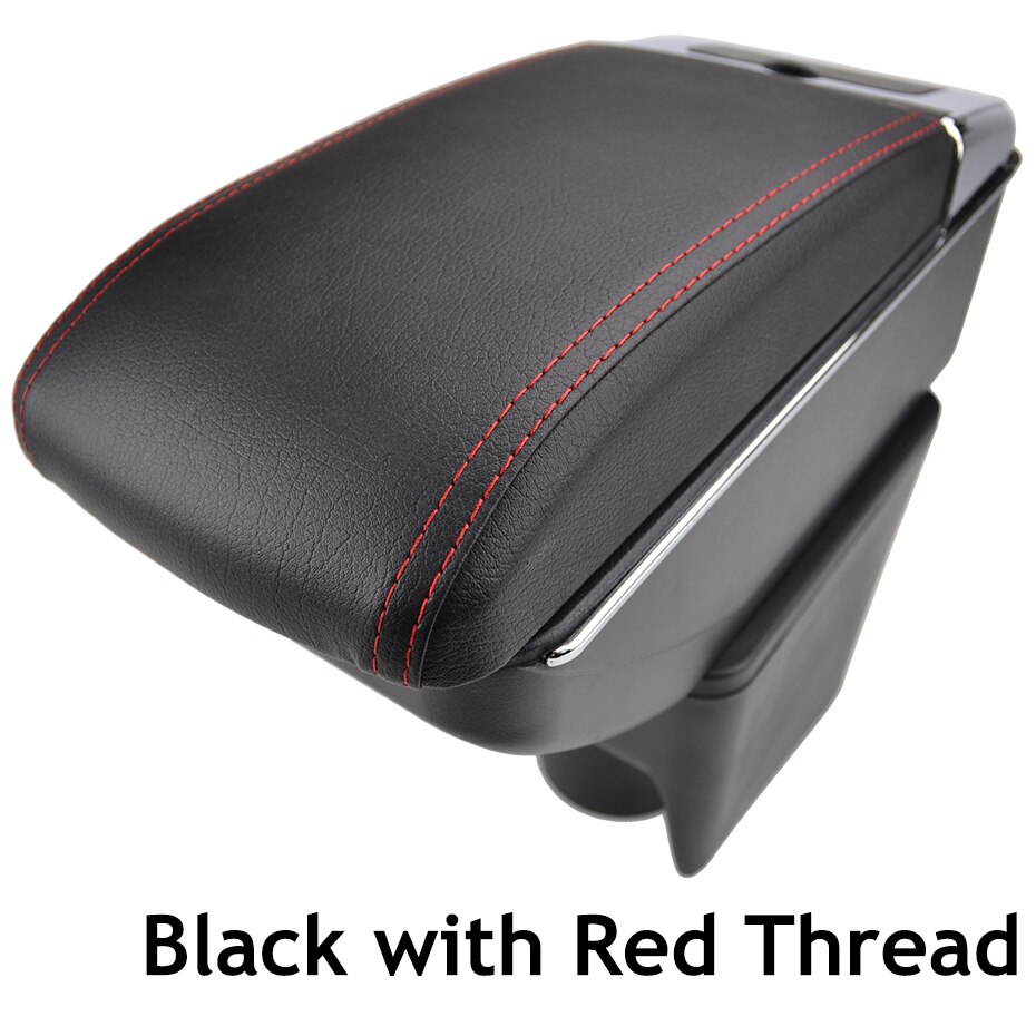 Voor Volkswagen Polo Mk5 6R Vento Dual Layer Armsteun Armsteun Center Middenconsole Opbergdoos Lade: Red Thread