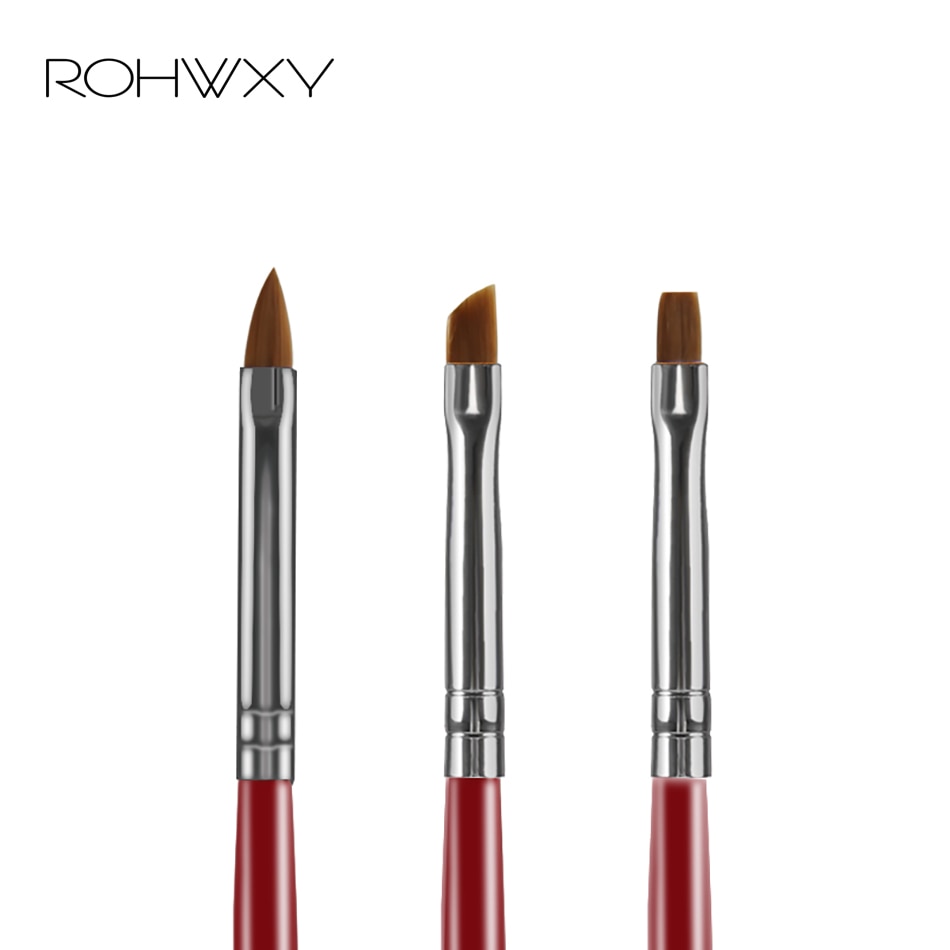 Rohwxy spets nagelborste handtag halvmåne form akrylmålning ritning penna blomma ritning manikyr nail art verktyg