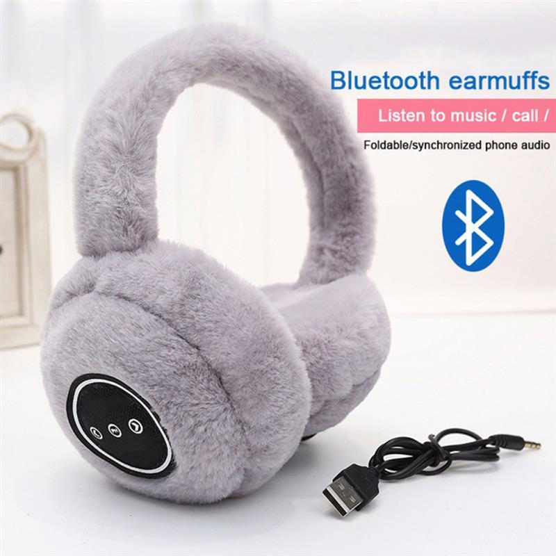 Warm Fluffy Earmuff Headset Wireless Bluetooth 5.0 Headphone Winter Earphone Thick Fur Winter Ear Warmer For Phone PC