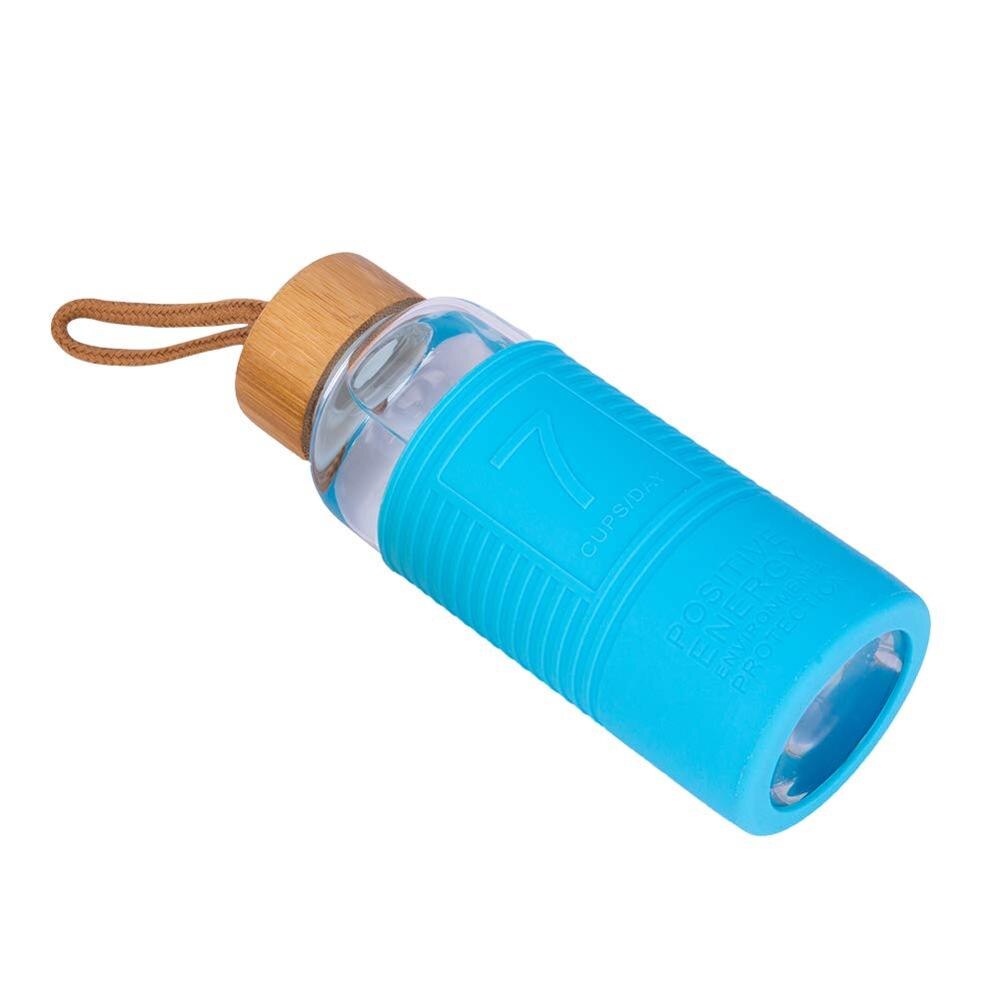 borosilicaatglas bamboe deksel glas water fles met siliconen mouwen mini water drink fles met touw