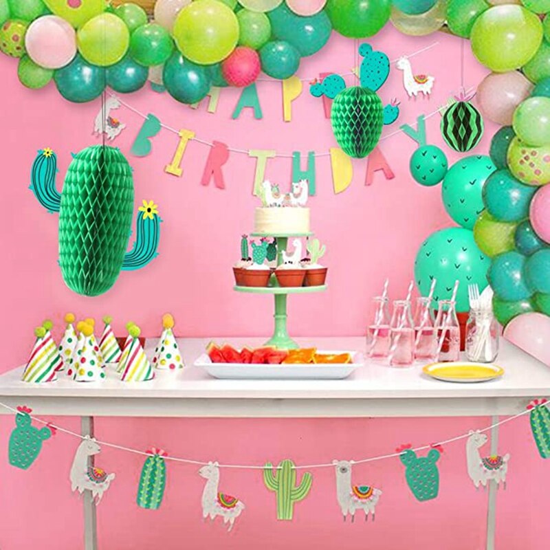 Wiszące papierowe papierowe flaming ananas kaktus o strukturze plastra miodu strona dekoracji hawajskie Luau urodziny ślubny wystrój domu dostaw