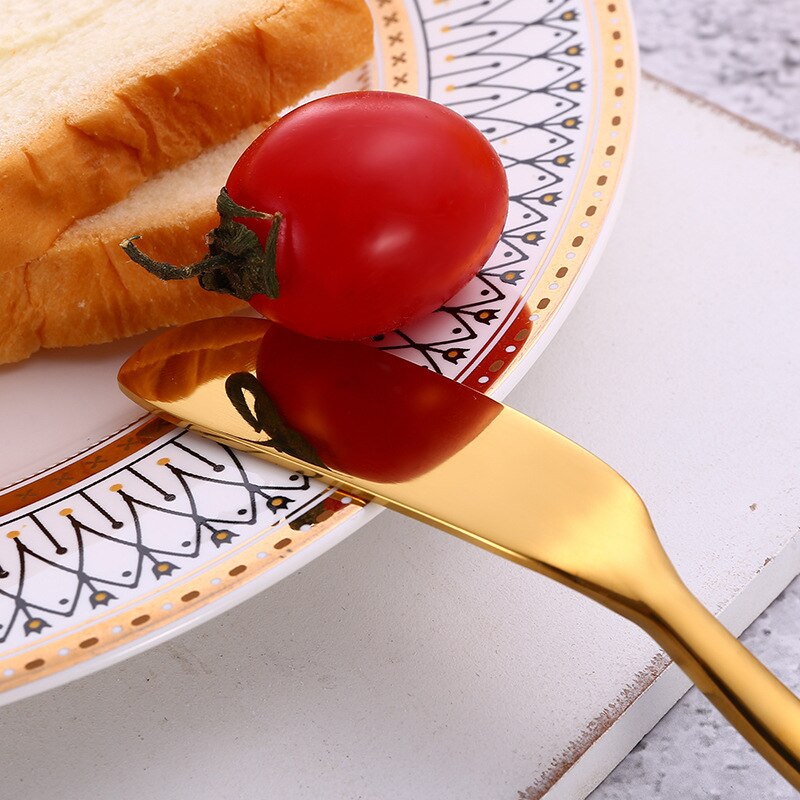 1PC Butter Knife 7color Stainless Steel Pointed & Rounded Kitchen Cheese Dessert Butter Knife Jam Spreader Cutlery Dinner Knives