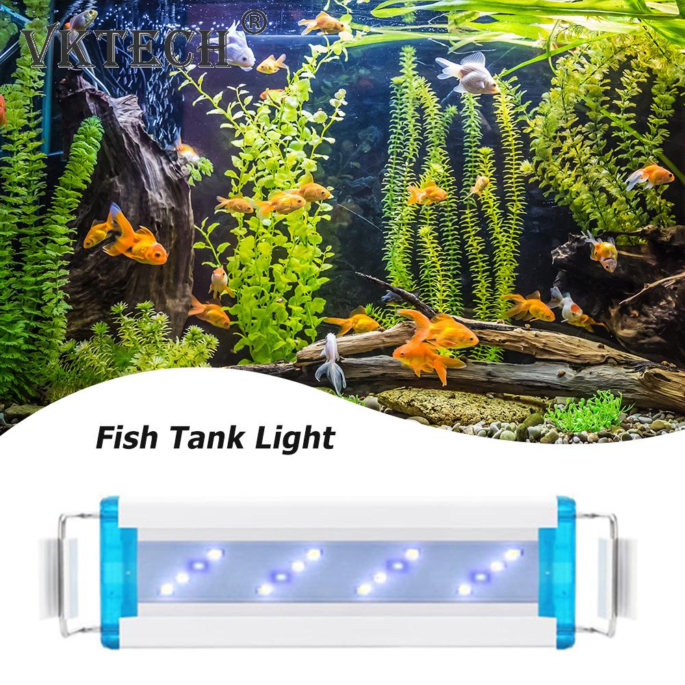 Aquarium LED Light Power Saving Super Fish Tank Aquatic Plant Landscape Grow Lighting Blue White Extensible Clip Lamp