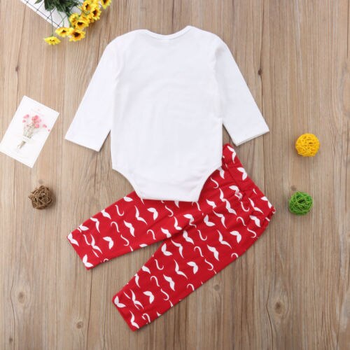 Tenue de vêtements pour bébés filles garçons | Barboteuse + pantalon imprimé de Moustache, taille 0-24M