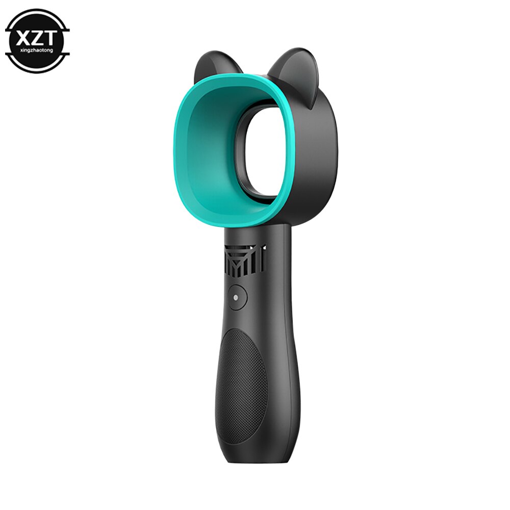 Ventilador sin aspas con orejas de gato, Mini enfriador de aire portátil con carga USB, silencioso, adecuado para oficina, deportes al aire libre, viajes, Verano: blue