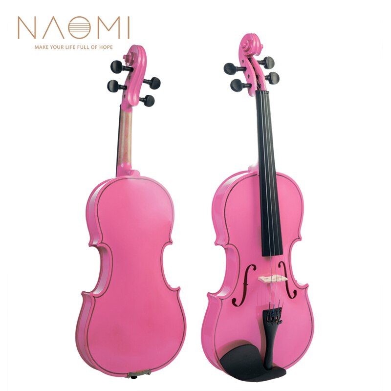 Naomi pink student violin med hårdt etui, sløjfe, kolofonium sæt