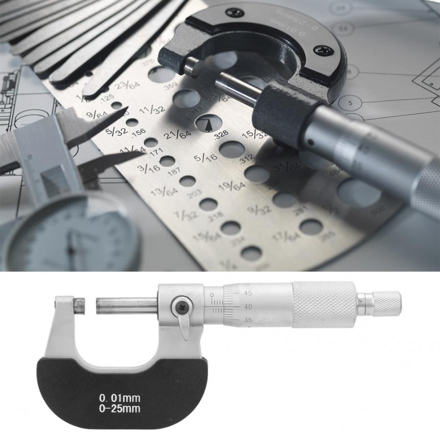 Thickness Indicator Bearing Steel Measure Tool 0-25mm Outside Micrometer 0.01mm Thickness Gauge