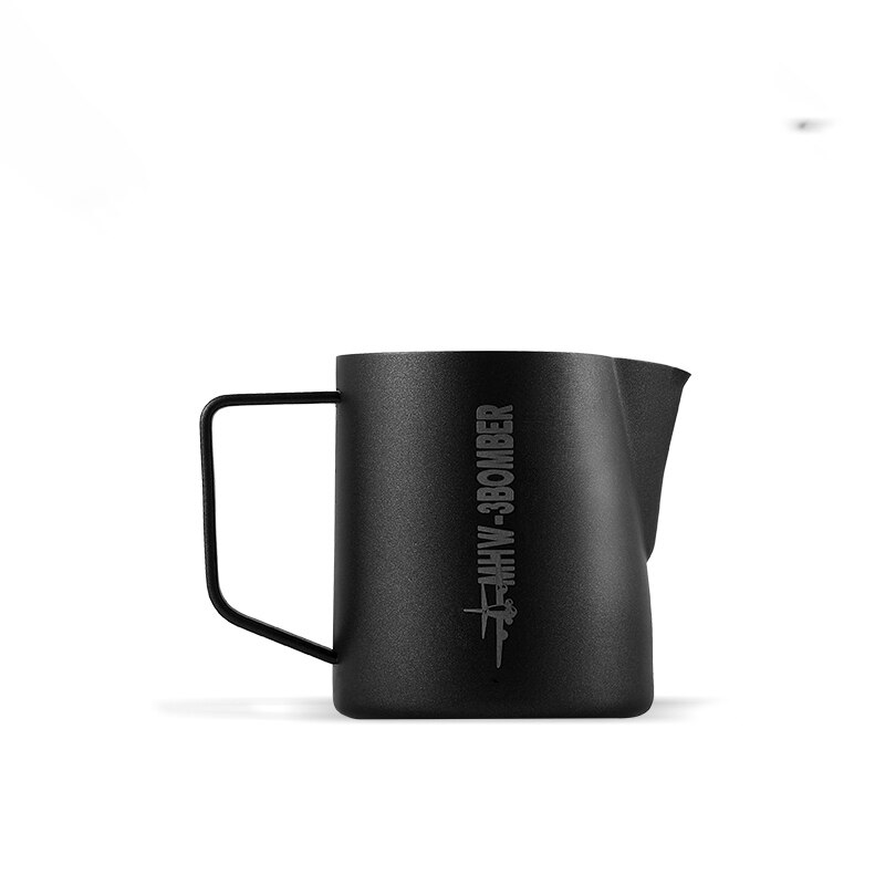 MHW-3Bomber Milch Krüge Milchaufschäumer Krug Krokodil Auslauf Edelstahl Barista Werkzeuge Kaffee Zubehör ziehen Blume: matt Schwarz / 600ml
