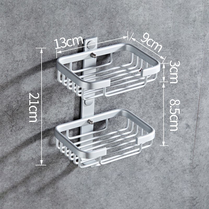 Väggmonterade tvålkoppar tvålhållare tvålkorg badrumstillbehör aluminium banheiro badbeslag  el0003: Dubbelsilver