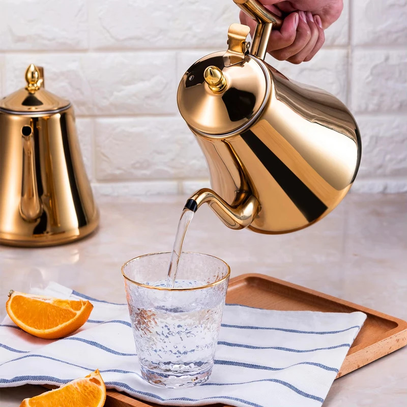 1.0L/1.5L/2.0L Thickened Stainless Steel Teapot Hotel Restaurant Household Induction Cooking Flower Tea Pot