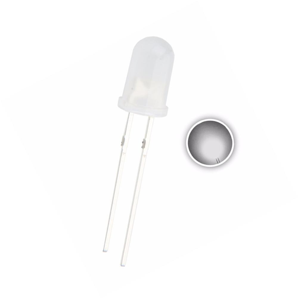 100pcs 5mm White Diffused LED Round Head 2V 20mA Light Beads Lamp Wide Angle DIP-2 2PINS
