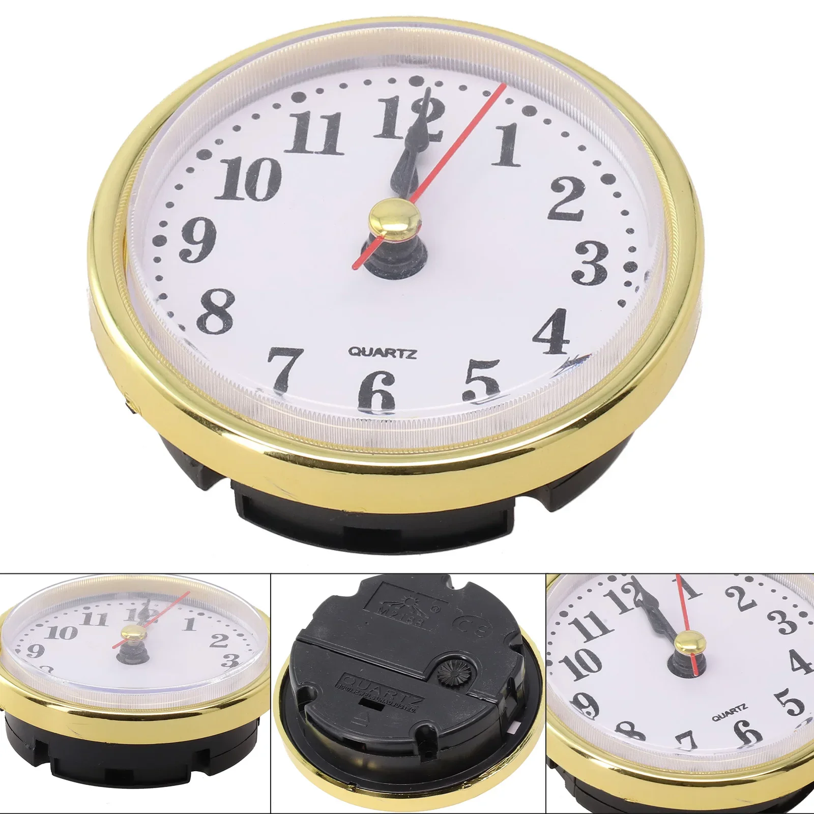 Klassieke klok ambachtelijke quartz uurwerk 65MM quartz klok inzetstukken beweging vervanging DIY goud zilverachtige Arabische cijfers inzetstuk