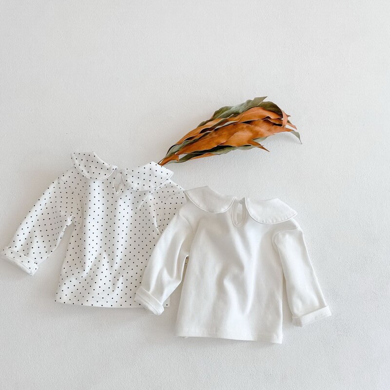 2021 New Spring Kids Girls camicie maniche lunghe a sbuffo camicette a pois abiti per bambini stile dolce E4110
