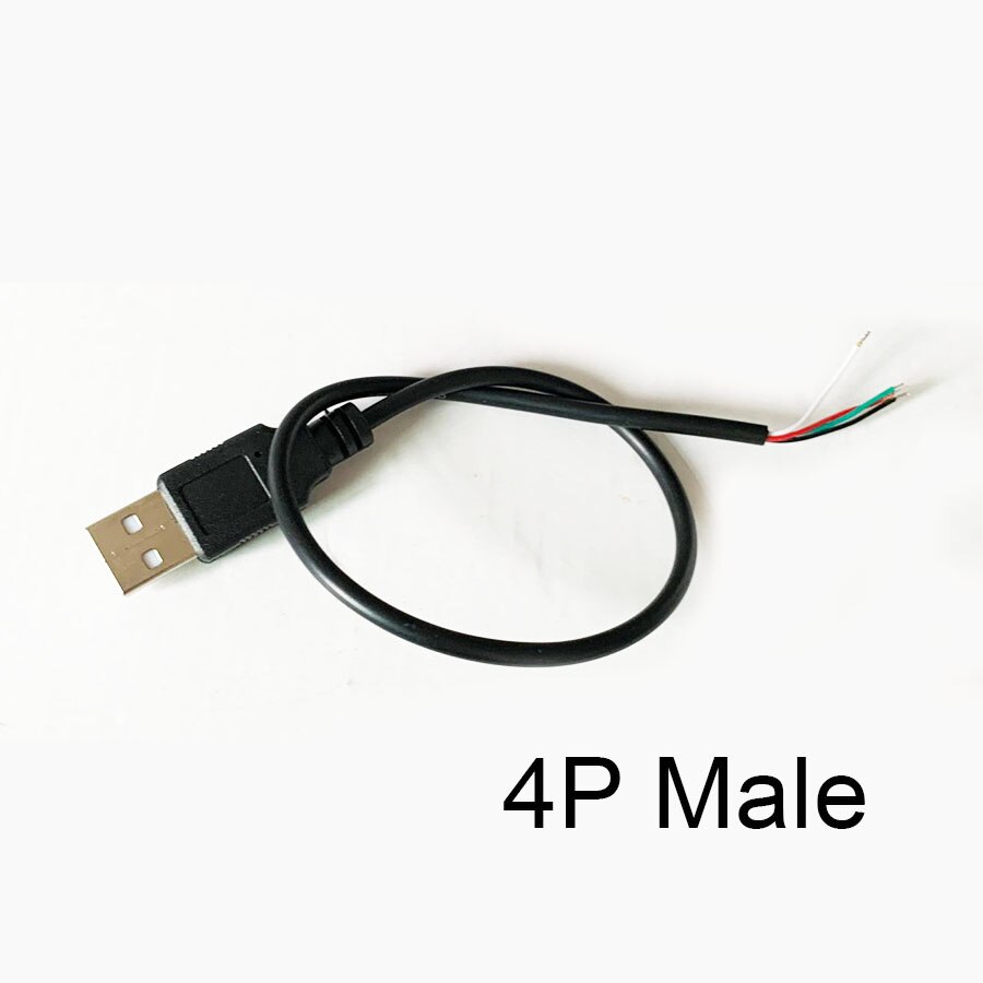 1pcs 2P or 4P Single Head USB 2.0 Power Cord Male / Female Connector Charging Data 2464 Cable A usb Socket for led Light: 4P male