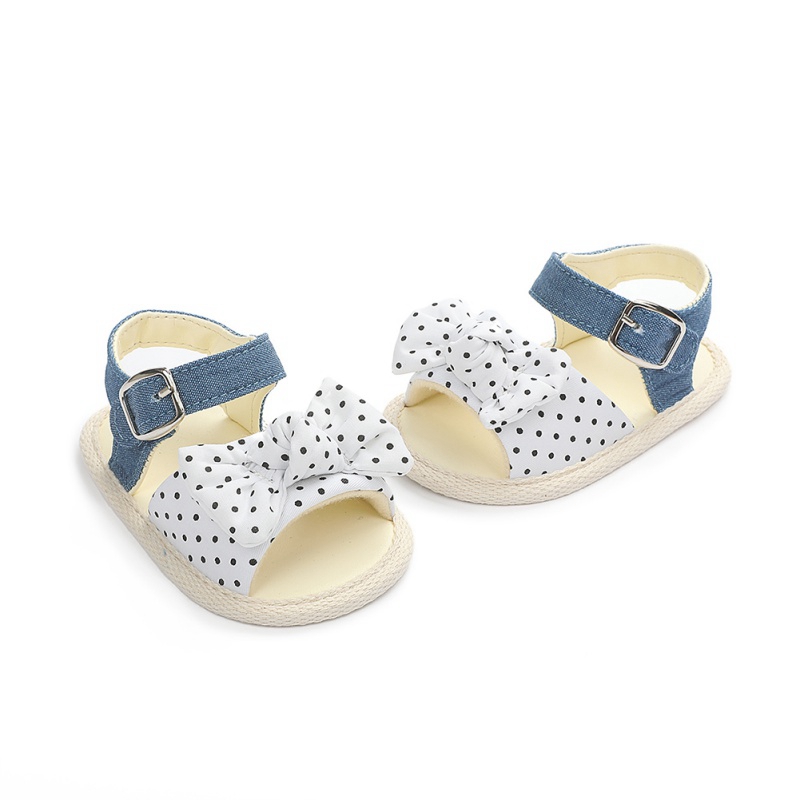 Småbarn baby jenter sløyfe polka prikkede sandaler fest prinsessesandaler sommer strandsko spedbarn baby jente sko: W / 7-12 måneder