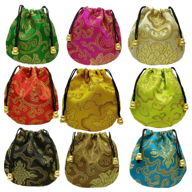 Silk Drawstring Pouch Drawstring Ethnic Style Jewelry 1 Pcs Bags Embroidery Jewellery Pouch Brocade Box Small Trick Colorful