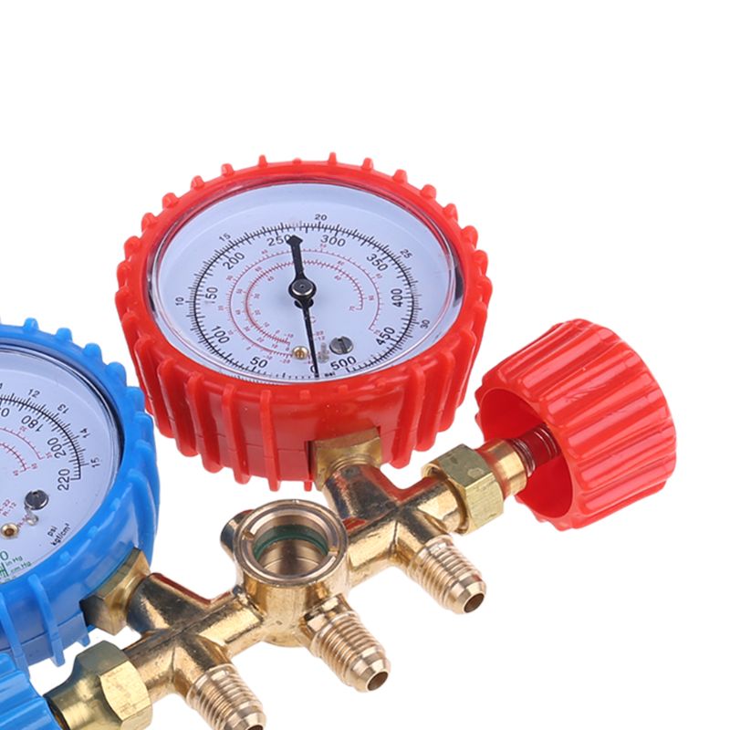 Conjunto de manómetro de colector refrigerante, herramientas de aire acondicionado + evacuación de carga de prueba de refrigerante para refrigeración de aire acondicionado