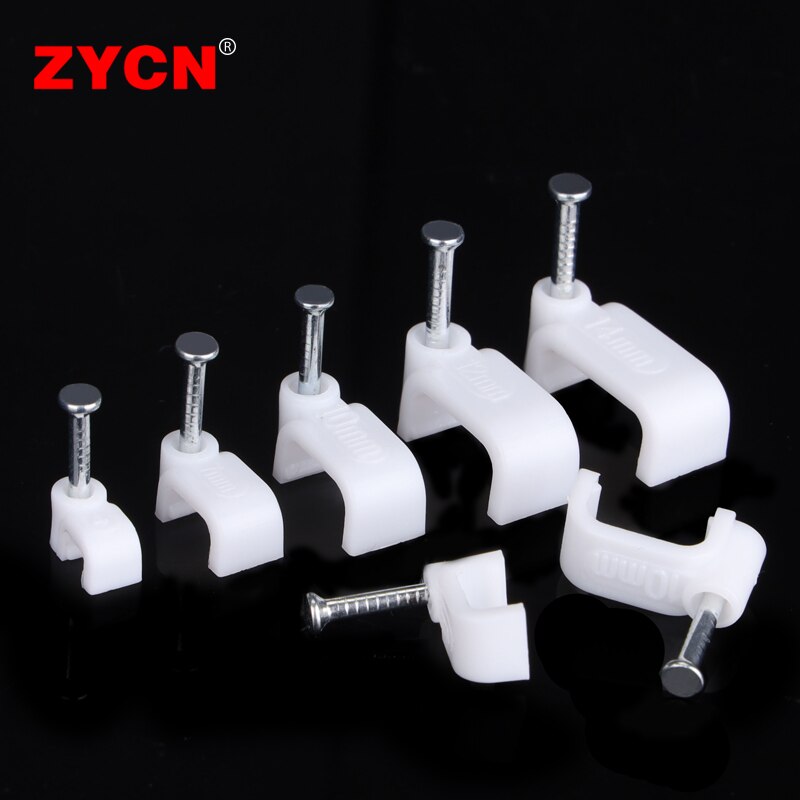 100Pcs Vierkante Draad Kabel Clip Houder Nail Telefoon Netwerk Muur Vaste Lijn Management Plastic Kaart 4/5/6/7/8/10/12/14Mm