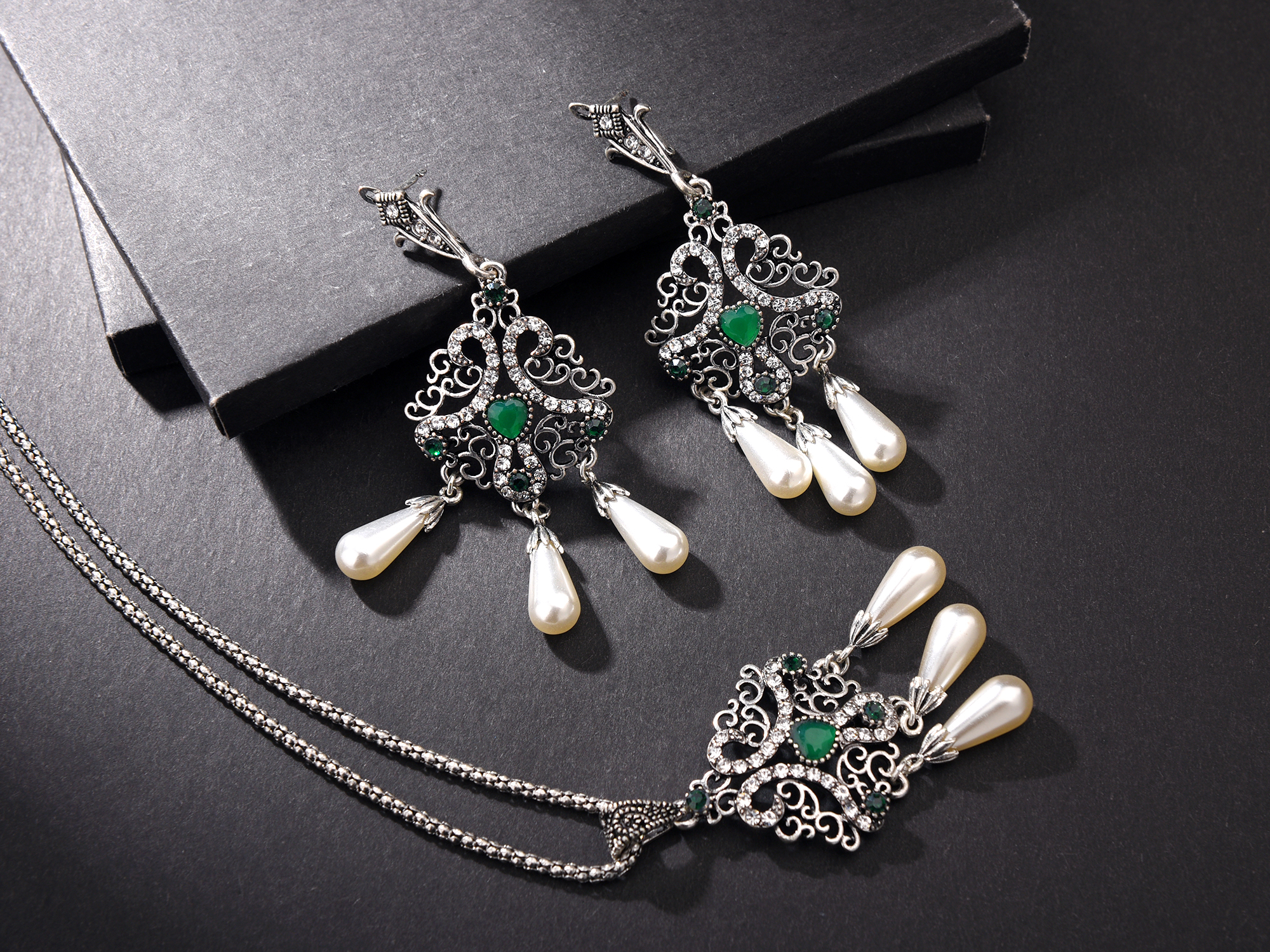 Luxury Tassel Necklace Earrings Women&#39;s Wedding Jewelry Set Mother&#39;s Day