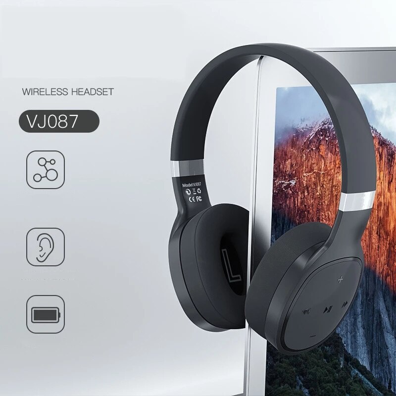 VJ087 Bluetooth 5.0 Hoofdtelefoon Stereo Hifi Draadloze Headset Met Microfoon Kleurrijke Handenvrij Spel Voor Pc Smart Phone