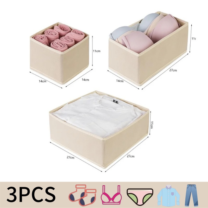 Organizador de ropa interior, caja de almacenamiento para sujetador, bragas, calcetines, cajas de almacenamiento, armario para dormitorio, organizador de ropa, separador de cajón plegable: Marfíl