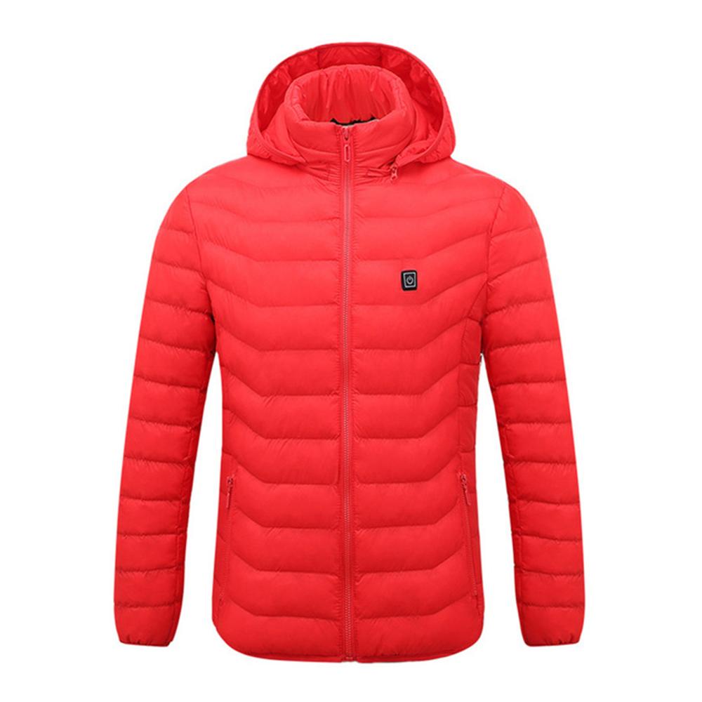 Chaquetas calefactables para hombre y mujer, abrigo con batería eléctrica USB, mangas largas, con capucha, ropa térmica cálida para invierno chaleco termico hombre chaleco calefactable hombre chaleco calefactable mujer: RED / Small Size M
