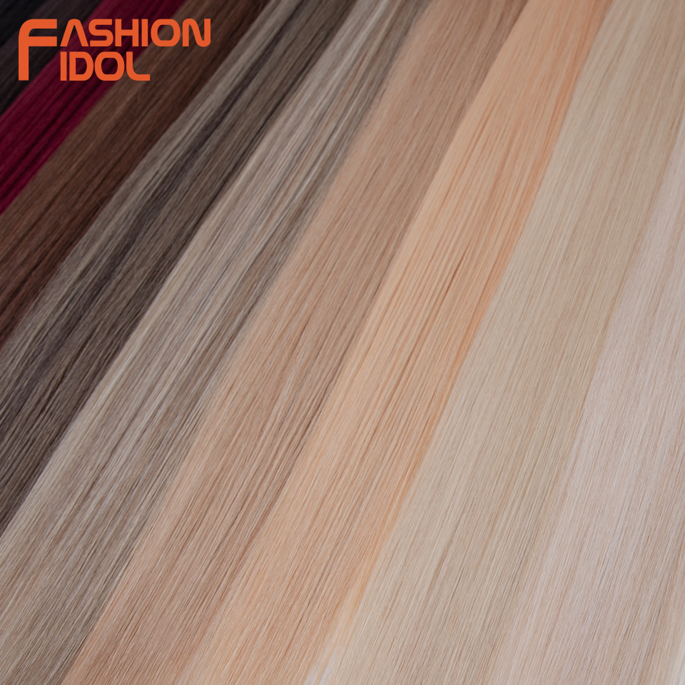 Bone Straight Hair Extensions Ombre Blonde Hair Bundles Super Long Hair Synthetic 24 Inch Straight Hair Full to End IDOL