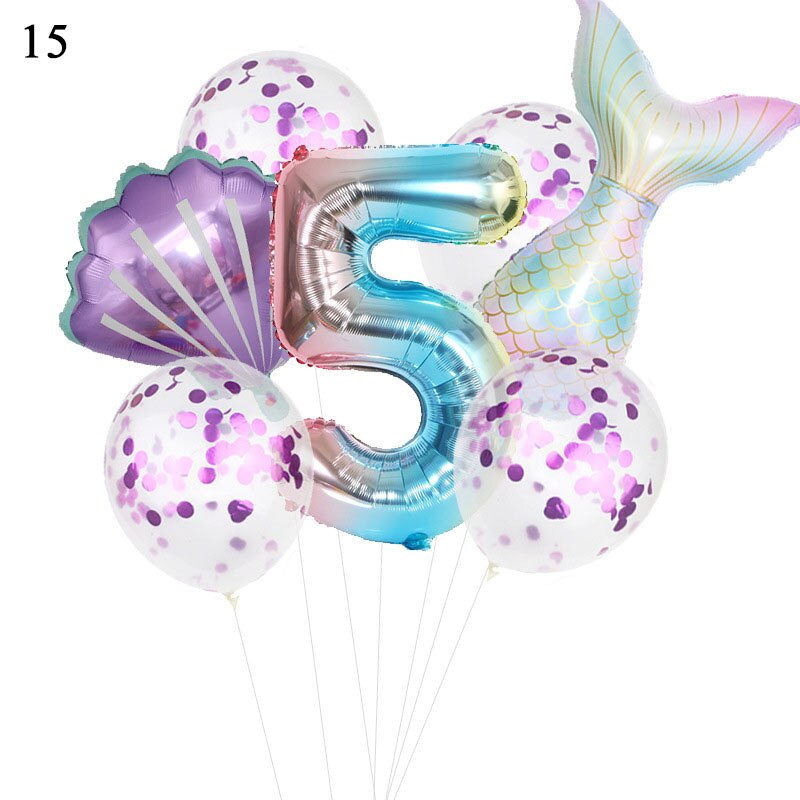 Birthday Party Balloon Decoration Mermaid Birthday Party Decor Number Balloon Decortion For Kids Little Mermaid Party Balloon: 15