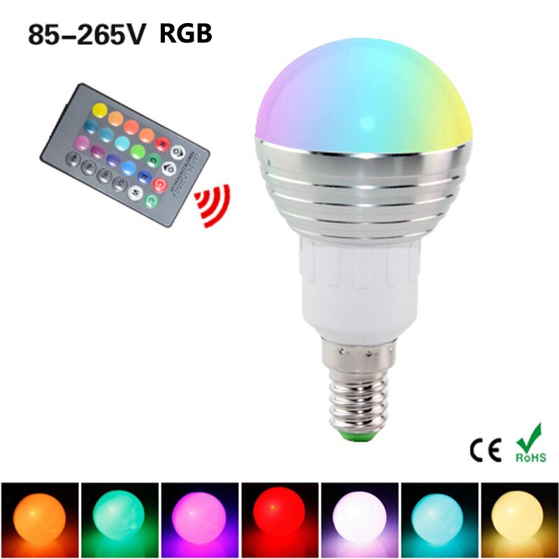 Bluetooth Lamp Ampul Led Lamp E27 E14 Rgb Nachtlampje Lamp Met Afstandsbediening Voor Thuis Spotlight 85-265V: E14