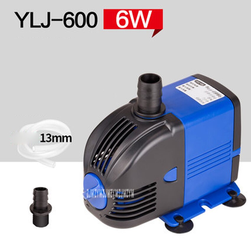 YLJ-600 220 V 600L / h 6 W Submersible Water Pump Aquarium Fountain Aquarium Fish Tank Energy Saving stainless steel shaft