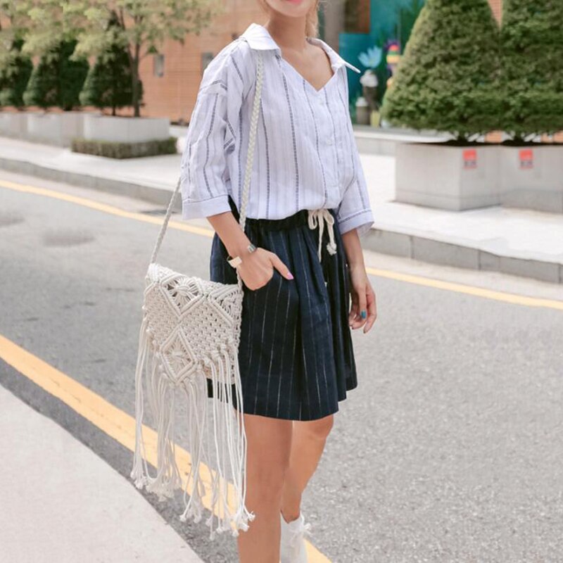 Neue Stroh Tasche Böhmischen Quaste Strand Tasche Frauen Häkeln Fransen Crossbody Ultraleicht Schulter Tasche Frauen Kleine Bolsos Feminina