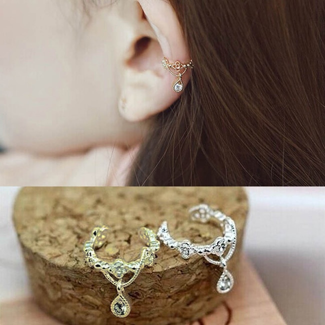 Earclip Ear Bone Folder Ear Cuff Wrap Rhinestone Cartilage Clip On Earring B99
