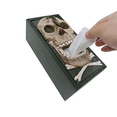 Caja de pañuelos creativa para el hogar, Cráneo divertido, retrato de piedra de ladrillo, orangután, escritorio, sala de estar, baño, caja de pañuelos de resina: Skull