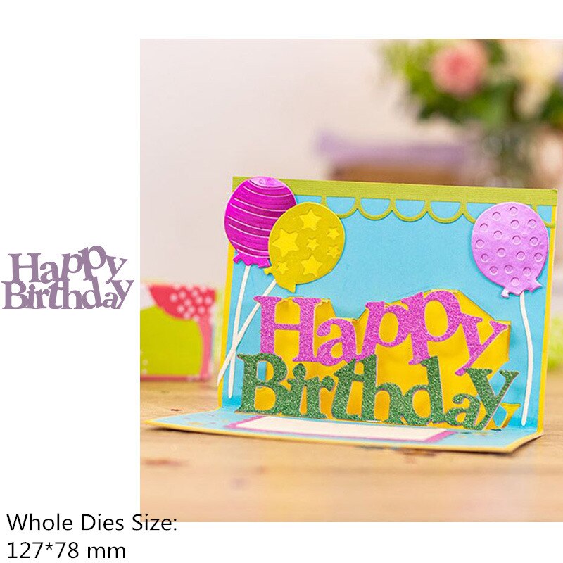Pop-Up Woord Gelukkige Verjaardag Metalen Stansmessen Voor Scrapbooking En Kaarten Maken Craft Die Cuts: H4141