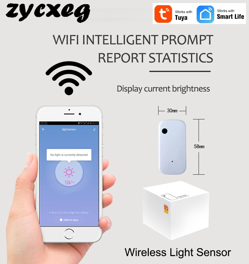 WIFI Wireless light sensor Automatic intelligent operation Brightness detectionAl linkage execution Tuya APP Control Smarthome